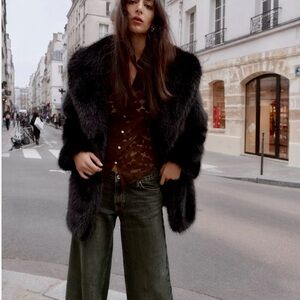 Zara Faux fur coat with belt size L